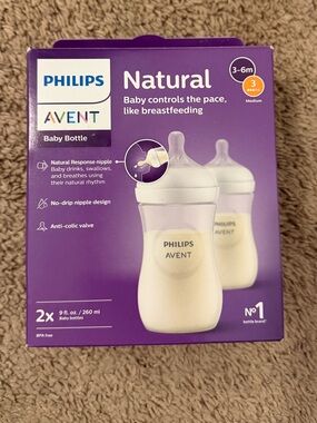 Philips Avent Natural Baby Bottles - White & Purple Packaging